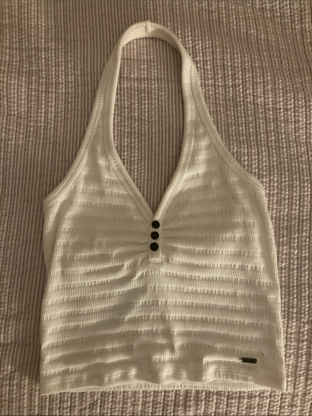 Hollister xs White Ribbed Halter Tank Top